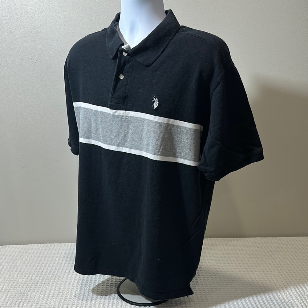 U.S. Polo Assn. Black and Gray Polo Shirt Sporty Style